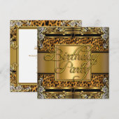 Leopard Animal Print Woman's Birthday Party Kaart (Voorkant / Achterkant)