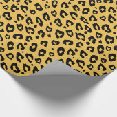 Leopard animal print yellow black glossy Holiday Cadeaupapier (Hoek)