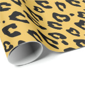 Leopard animal print yellow black glossy Holiday Cadeaupapier (Rol Hoek)