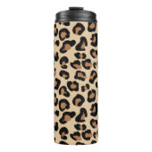 Leopard Animal Print, zwart, bruin en bruin Thermosbeker (Voorkant)