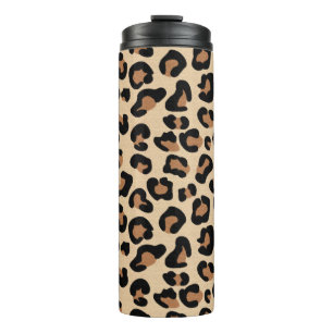 Leopard Animal Print, zwart, bruin en bruin Thermosbeker