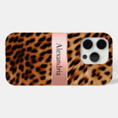 Leopard Animal Roos Pink Ribbon Naam Case-Mate iPhone Case (Achterkant (horizontaal))