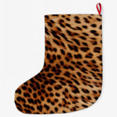 Leopard Animal Roos Pink Ribbon Naam Grote Kerstsok (Achterkant)