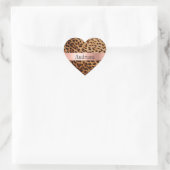 Leopard Animal Roos Pink Ribbon Naam Hart Sticker (Tas)