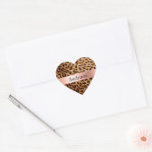 Leopard Animal Roos Pink Ribbon Naam Hart Sticker (Envelop)