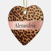 Leopard Animal Roos Pink Ribbon Naam Keramisch Ornament (Links)