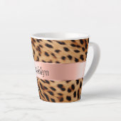 Leopard Animal Roos Pink Ribbon Naam Latte Mok (Rechterhoek)