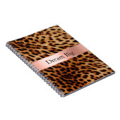 Leopard Animal Roos Pink Ribbon Naam Notitieboek (Rechterzijde)