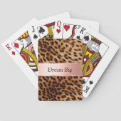 Leopard Animal Roos Pink Ribbon Naam Pokerkaarten (Achterkant)