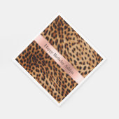 Leopard Animal Roos Pink Ribbon Naam Servet (Hoek)