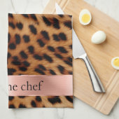 Leopard Animal Roos Pink Ribbon Quote Theedoek (Quarter Fold)