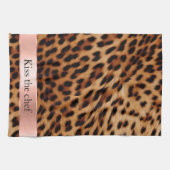 Leopard Animal Roos Pink Ribbon Quote Theedoek (Horizontaal)