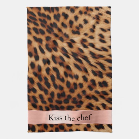 Leopard Animal Roos Pink Ribbon Quote Theedoek (Verticaal)