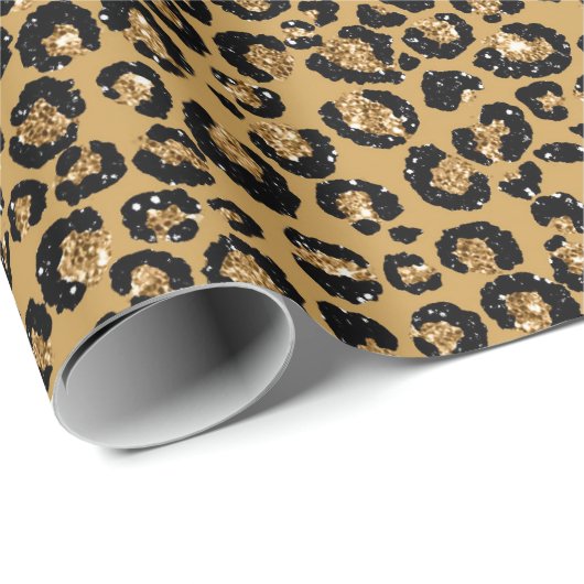 Leopard Animal Sepia Gold Black Honey African Lux Cadeaupapier (Rol Hoek)
