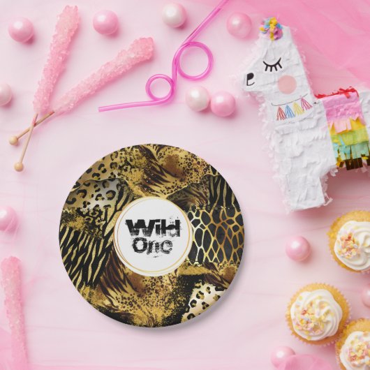 Leopard Animal skin wild op één verjaardag Papieren Bordje (Feest)