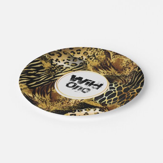 Leopard Animal skin wild op één verjaardag Papieren Bordje (Gekanteld)