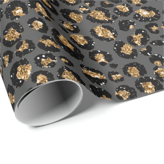 Leopard Animal White Gold Black Gray African Lux Cadeaupapier (Rol Hoek)
