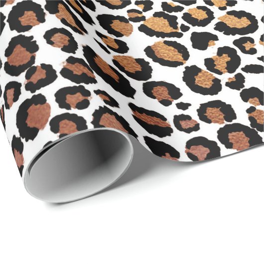 Leopard Animal White Gold Black Honey African Glam Cadeaupapier (Rol Hoek)