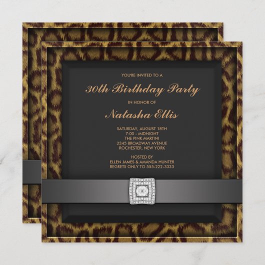 Leopard Any Number Verjaardagsfeest Kaart (Voorkant / Achterkant)