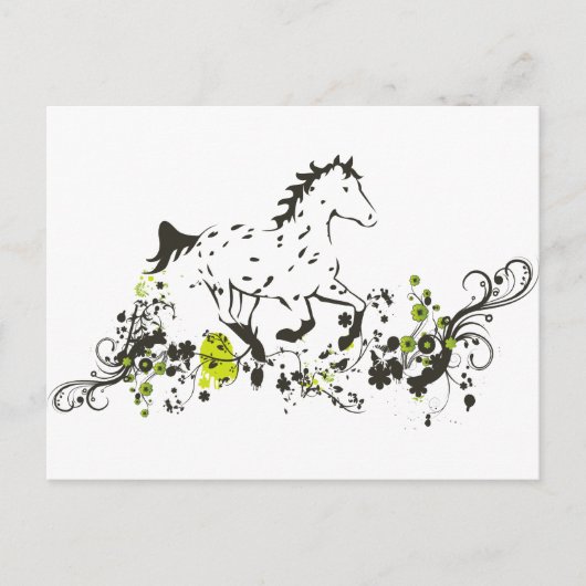 Leopard Appaloosa met Floral Print Briefkaart (Voorkant)