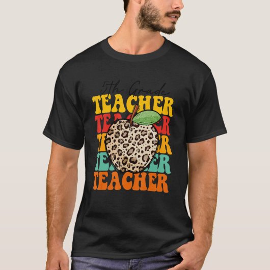 Leopard Apple 5e klas leraar waardering terug T-shirt (Voorkant)