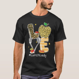 Leopard Apple Love Lunch Lady Cafetaria Personeel T-shirt