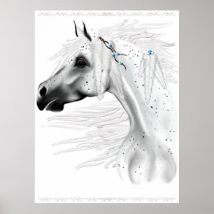 Leopard Appy en White Feathers Poster