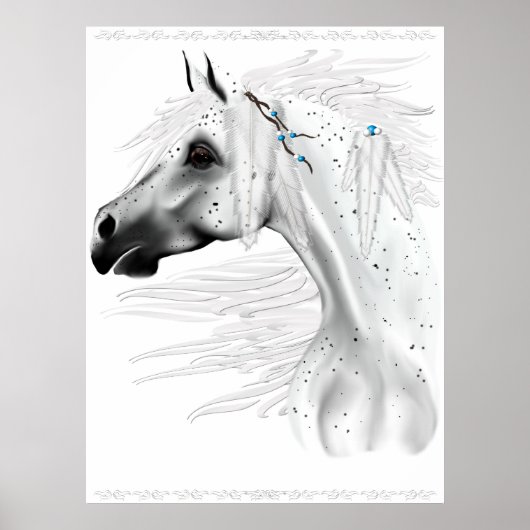 Leopard Appy en White Feathers Poster (Voorkant)
