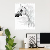Leopard Appy en White Feathers Poster (Thuiskantoor)