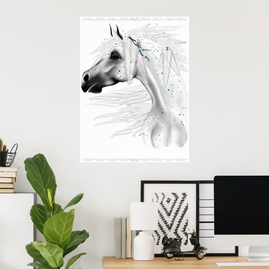 Leopard Appy en White Feathers Poster (Thuiskantoor)