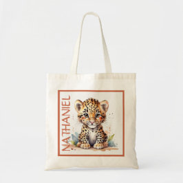 Leopard baby African Safari School Library op maat Tote Bag