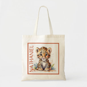 Leopard baby African Safari School Library op maat Tote Bag