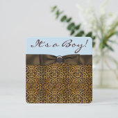 Leopard Baby Boy Shower Kaart (Staand voorkant)