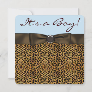 Leopard Baby Boy Shower Kaart