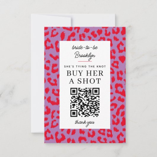 Leopard Bachelorette Party Koop een Shot QR Betali Kaart (Voorkant)