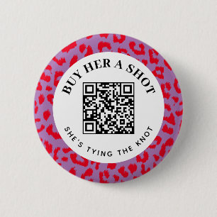 Leopard Bachelorette Party Koop een Shot QR Betali Ronde Button 5,7 Cm