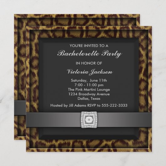 Leopard Bachelorette Party Uitnodiging (Voorkant / Achterkant)