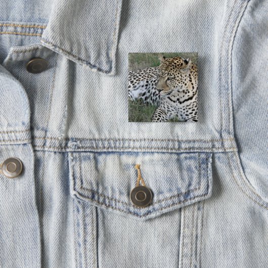 Leopard badge vierkante button 5,1 cm (In situ)