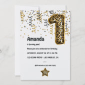 Leopard Balloon 1e verjaardag Uitnodiging (Voorkant)