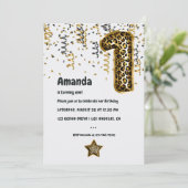 Leopard Balloon 1e verjaardag Uitnodiging (Staand voorkant)