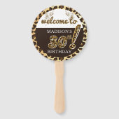 Leopard Balloon Script Verjaardag foto gepersonali Handwaaier (Voorkant)