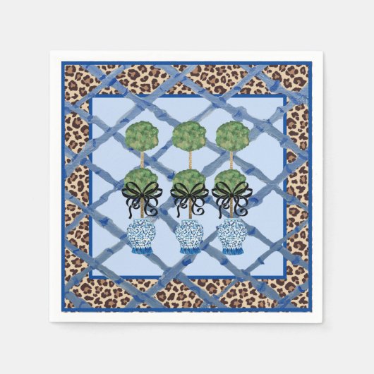 Leopard Bamboo Chinoiserie Ginger Jar Paper Servet (Voorkant)