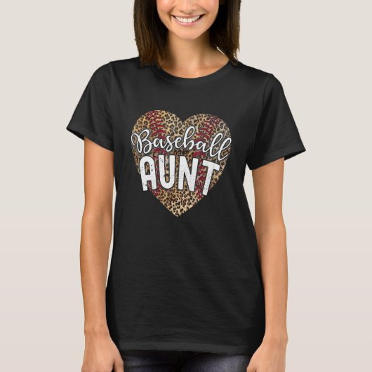 Leopard Baseball Aunt Women Cheetah Print T-shirt (Voorkant)