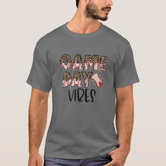 Leopard Baseball Game Day Vibes Baseball Ma Mothe T-shirt (Voorkant)