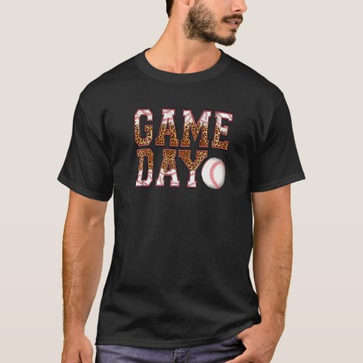 Leopard Baseball Game Day Vibes Baseball Ma Mothe T-shirt (Voorkant)