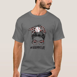 Leopard Baseball Grammy Life Bun Game Day Mo T-shirt