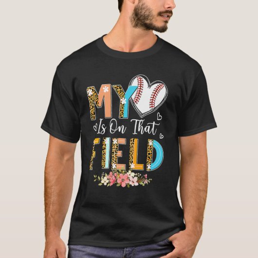 Leopard Baseball Mom My Heart Is On That Field Mot T-shirt (Voorkant)