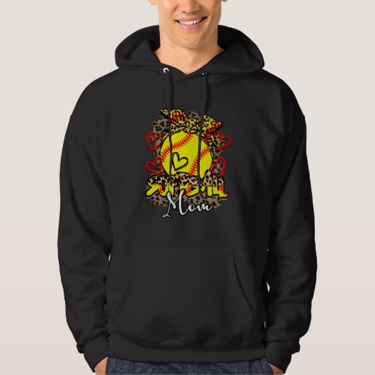 Leopard Baseball Softball Mom Life Game Day Mama M Hoodie (Voorkant)