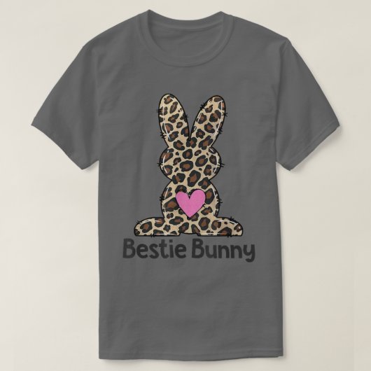 Leopard Bestie BFF Pasen Bunny Happy Paasdag B T-shirt (Design voorkant)