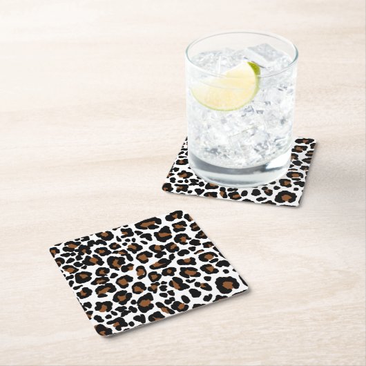 Leopard Big Cat Bont Patroon Print Kartonnen Onderzetters (Insitu)